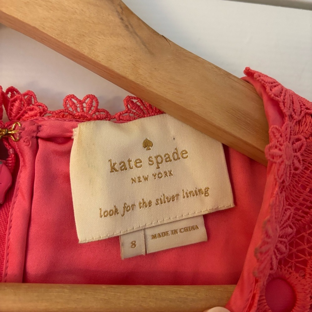 Kate Spade Shore Thing Lace Shift Dress Sleeveless Coral Peach Sherbet 8 Spring - Picture 5 of 11